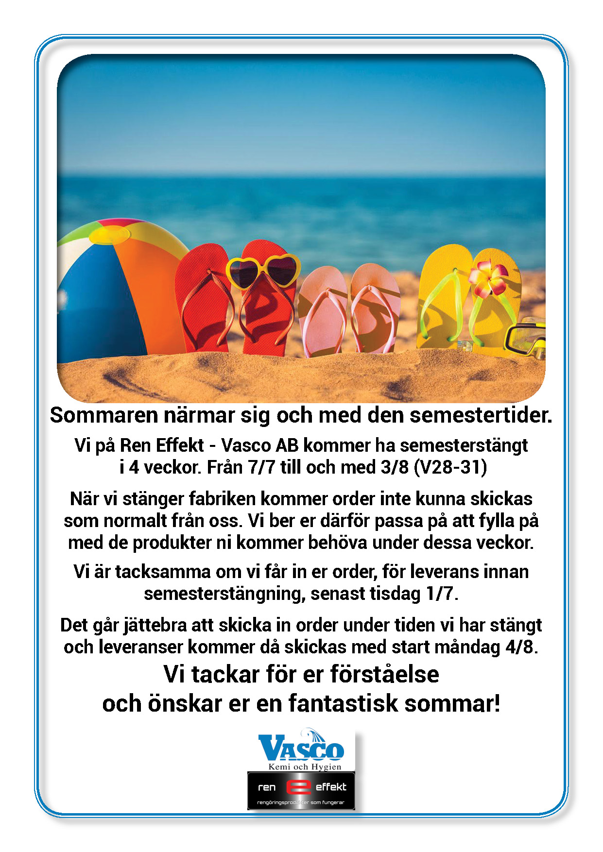 Semesterstängt 2025 Ren Effekt - Vasco AB